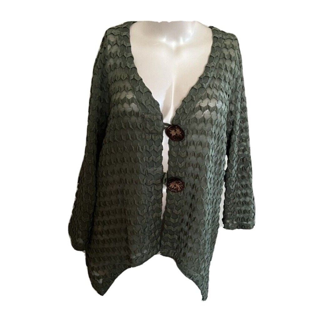 Womens Knit Cardigan Sweater MULTIPLES 2x Green Beautiful Brown Buttons New